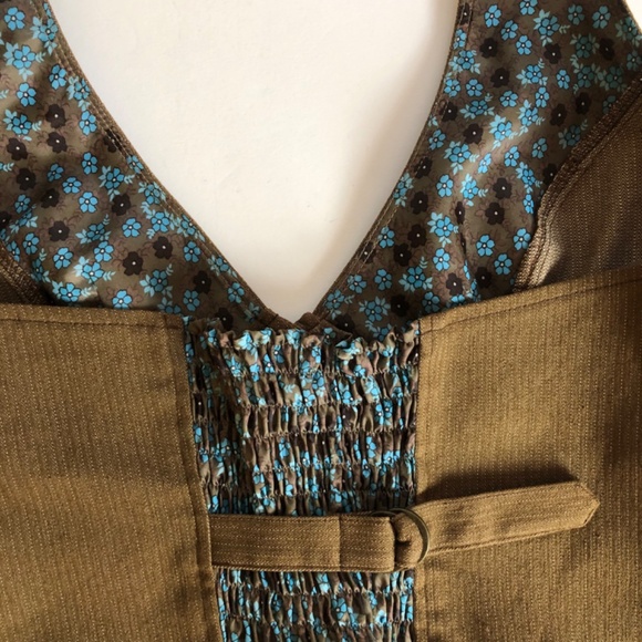 Brown Tailored Pinstripes Button Front Vest - Picture 11 of 13